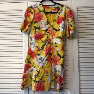 Parker Sz 8 floral yellow multi mini dress